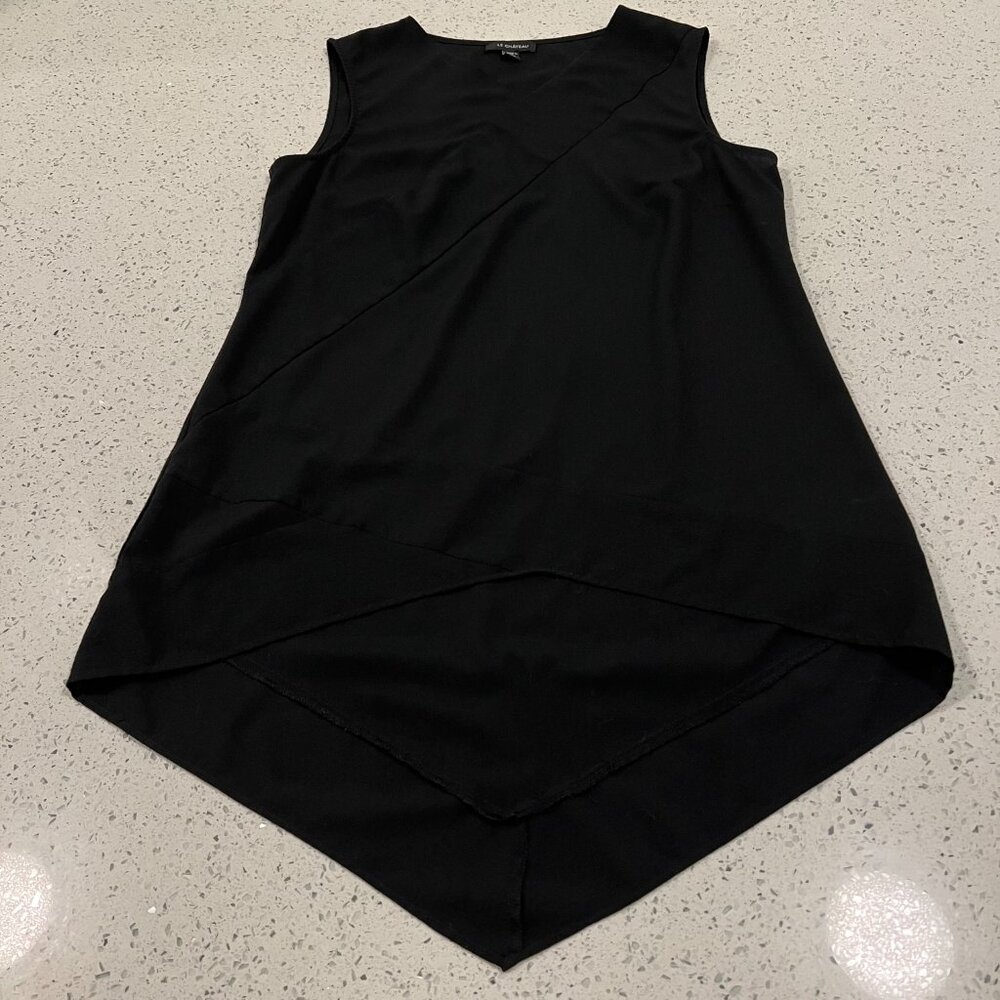 LE CHATEAU Asymmetrical Hem Flowy Lightweight Polyester Black Size Small